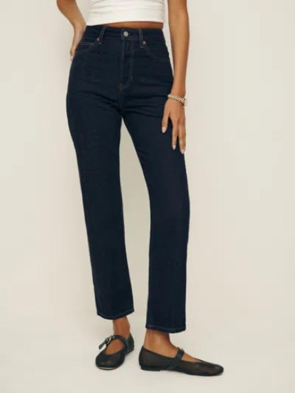 Reformation | Cynthia High Rise Straight Cropped Jeans In Ondine | 27